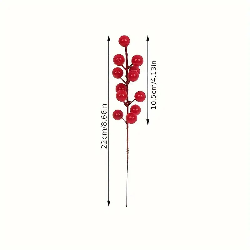 12pcs, Red Berry Stems
