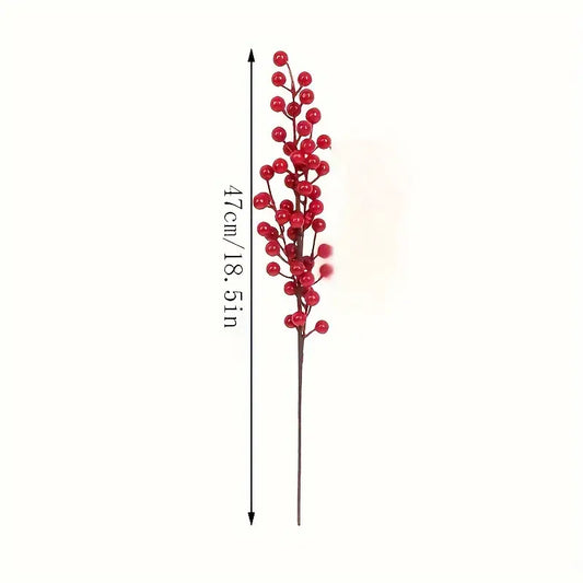 12pcs, Red Berry Stems