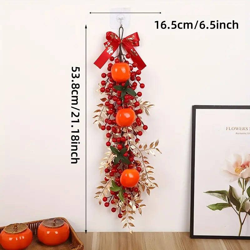 Spring Festival Decoration Living Room Venue Layout Fake Flower Berry Wall Hanging Decoration